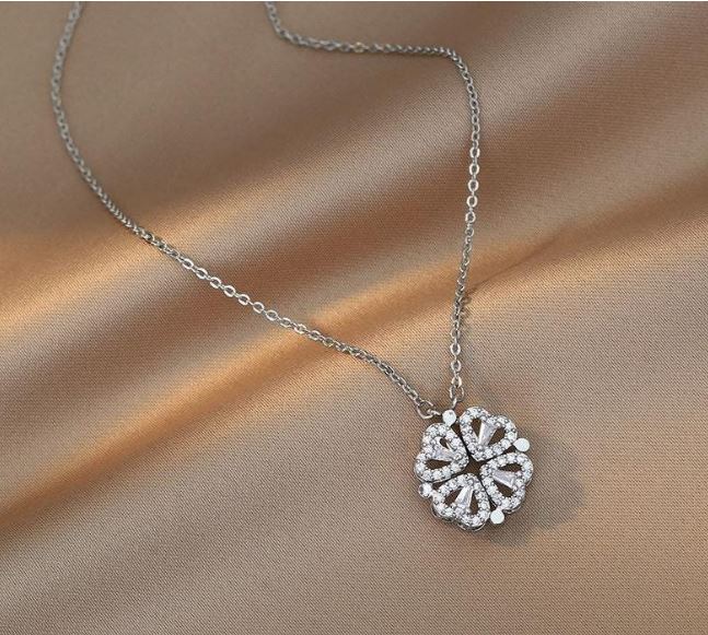 Collar Trébol 4 Corazones acero inoxidable