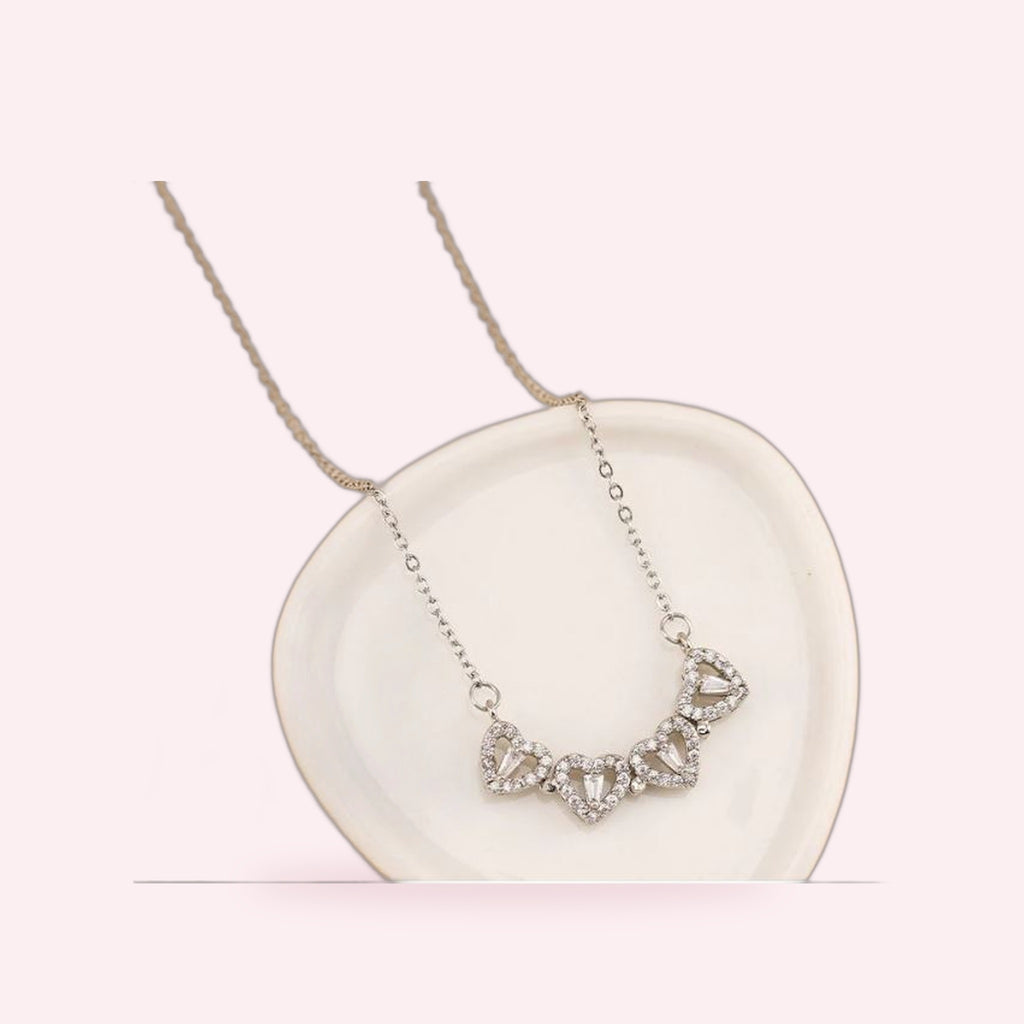 Collar Trébol 4 Corazones acero inoxidable